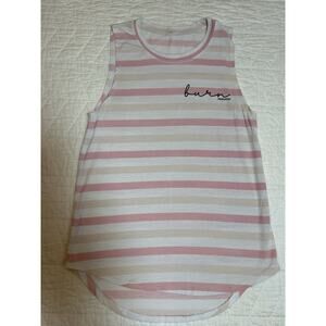 Burn Bootcamp tank pink and white size Small workout striped women